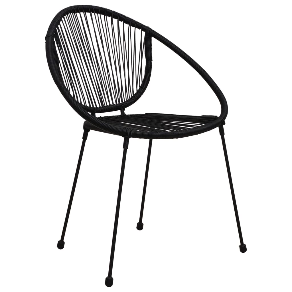 Set da Pranzo da Giardino 3 pz in Rattan PVC Nero | homemem39