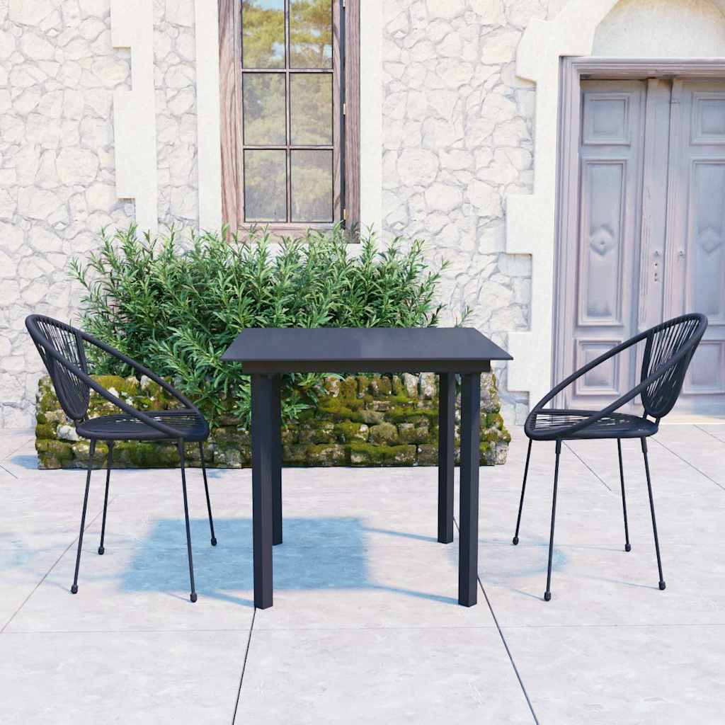 Set da Pranzo da Giardino 3 pz in Rattan PVC Nero | homemem39