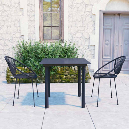 Set da Pranzo da Giardino 3 pz in Rattan PVC Nero | homemem39
