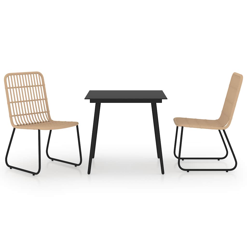 Set da Pranzo da Giardino 3 pz in Polyrattan e Vetro | homemem39