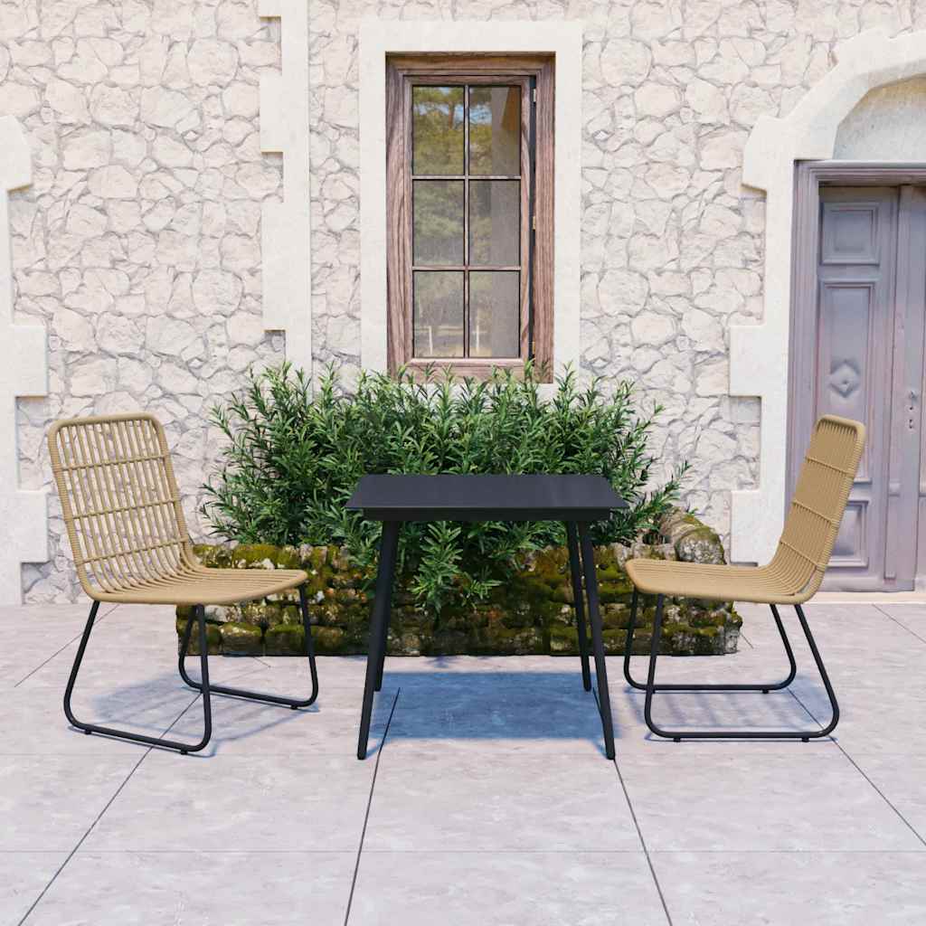 Set da Pranzo da Giardino 3 pz in Polyrattan e Vetro | homemem39