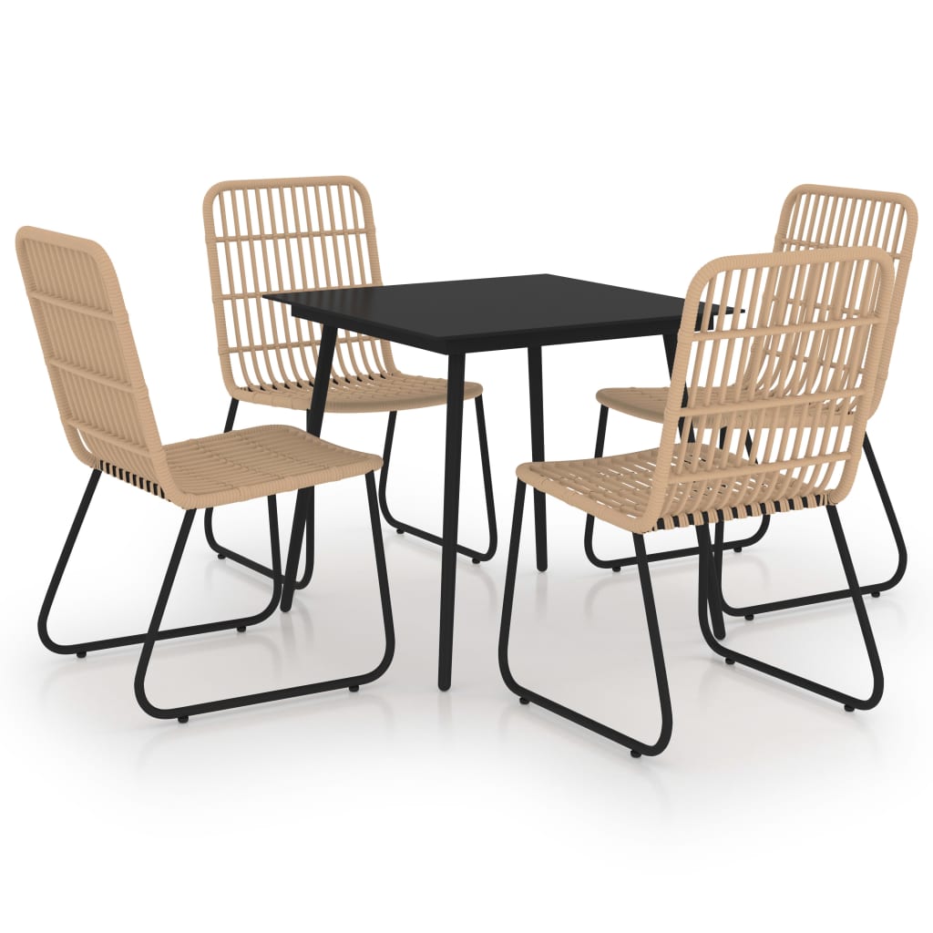 Set da Pranzo da Giardino 5 pz in Polyrattan e Vetro | homemem39