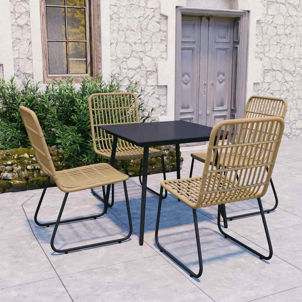 Set da Pranzo da Giardino 5 pz in Polyrattan e Vetro | homemem39