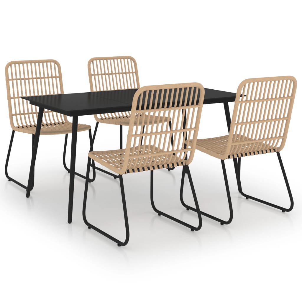 Set da Pranzo da Giardino 5 pz in Polyrattan e Vetro | homemem39