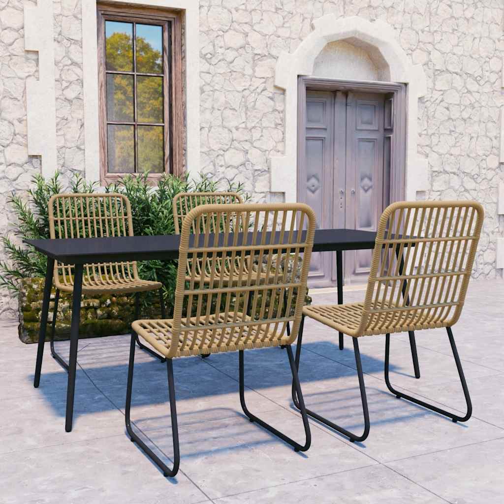 Set da Pranzo da Giardino 5 pz in Polyrattan e Vetro | homemem39