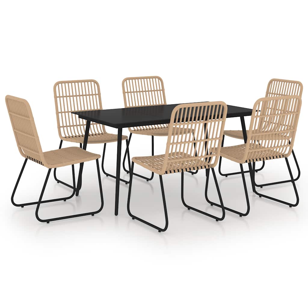 Set da Pranzo da Giardino 7 pz in Polyrattan e Vetro | homemem39