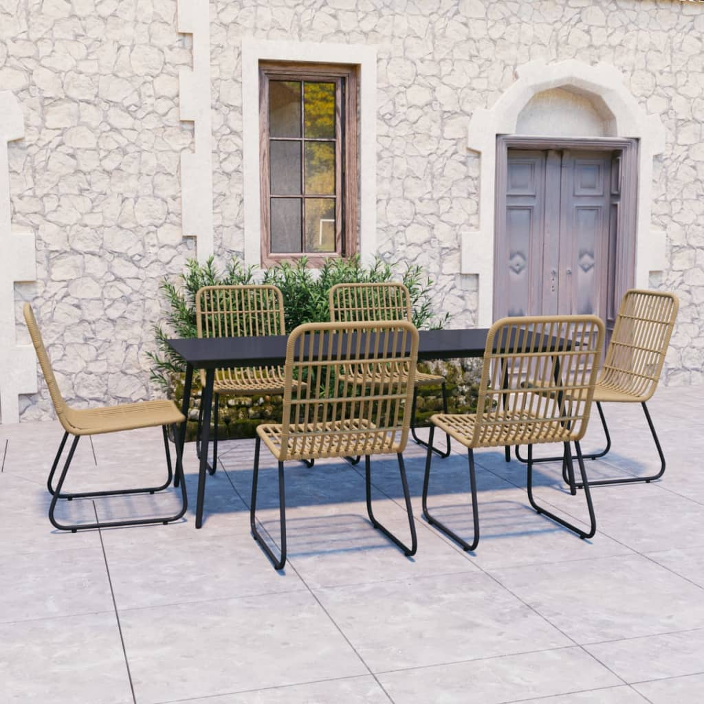 Set da Pranzo da Giardino 7 pz in Polyrattan e Vetro | homemem39
