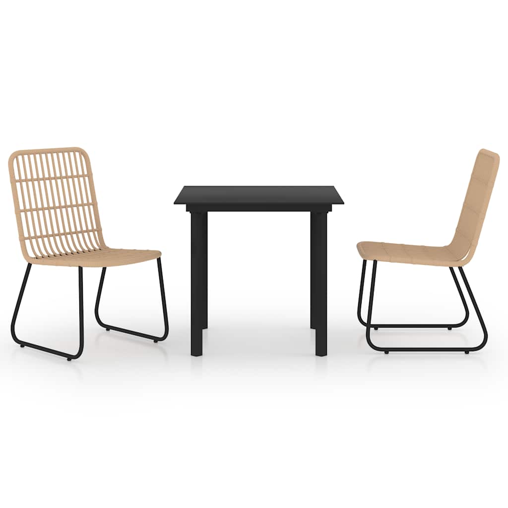 Set da Pranzo da Giardino 3 pz in Polyrattan e Vetro | homemem39
