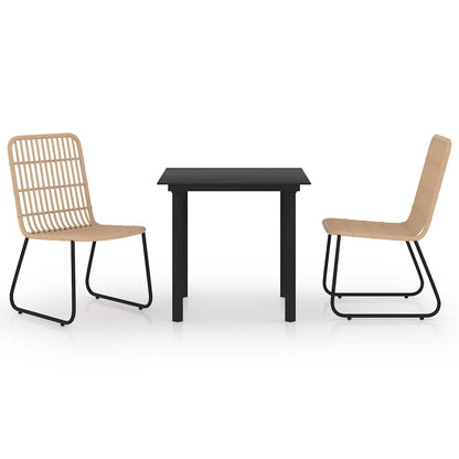 Set da Pranzo da Giardino 3 pz in Polyrattan e Vetro | homemem39