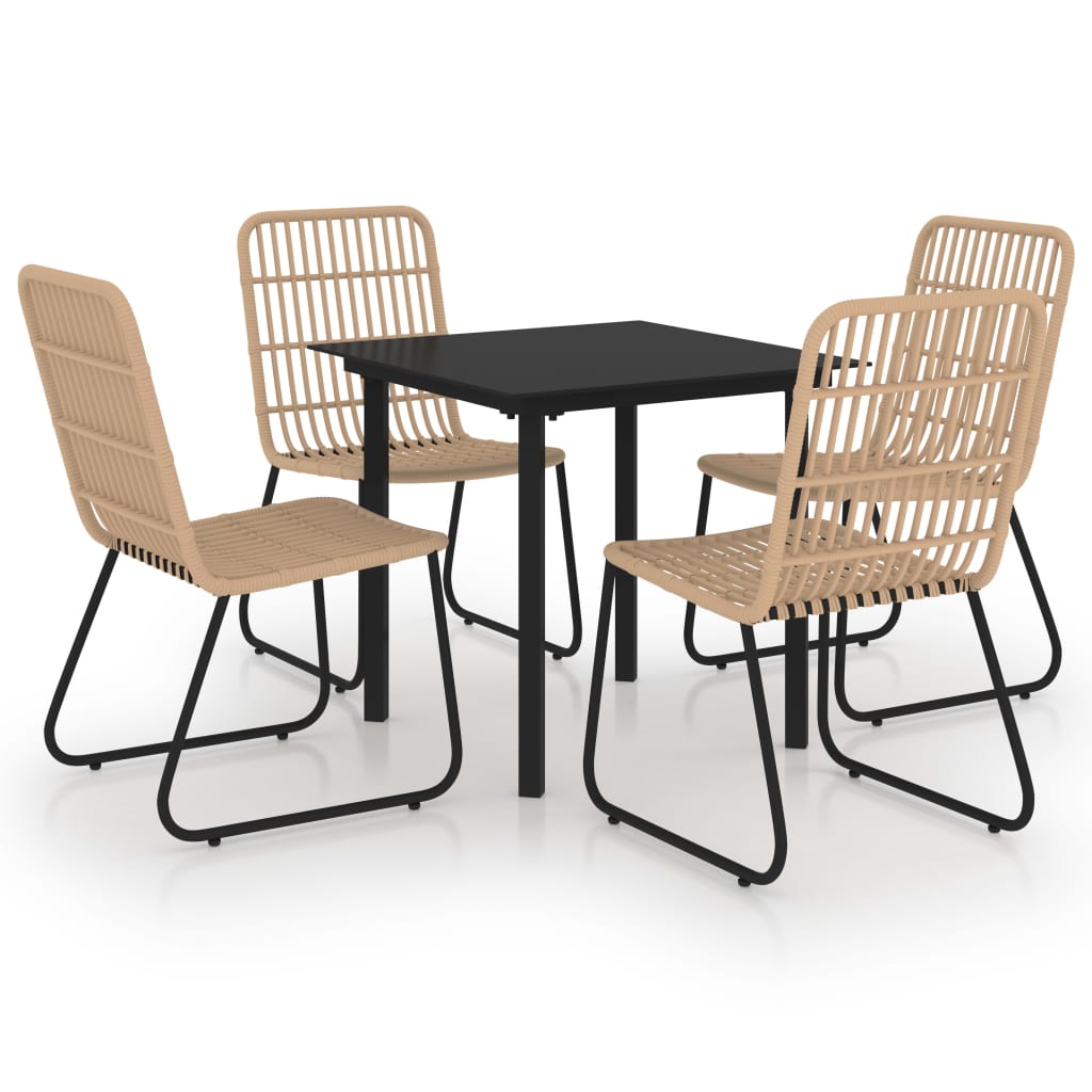 Set da Pranzo da Giardino 5 pz in Polyrattan e Vetro | homemem39