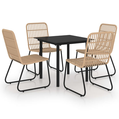 Set da Pranzo da Giardino 5 pz in Polyrattan e Vetro | homemem39