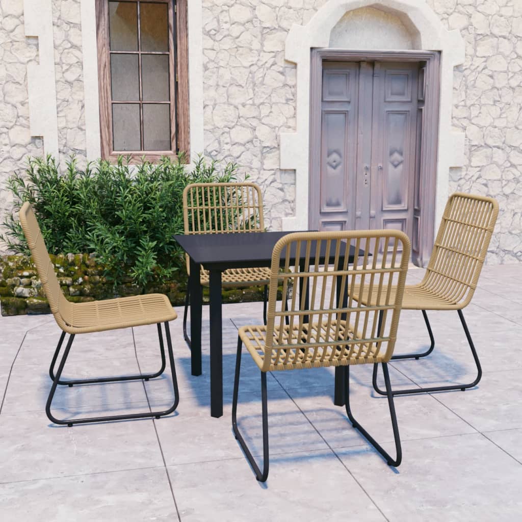 Set da Pranzo da Giardino 5 pz in Polyrattan e Vetro | homemem39