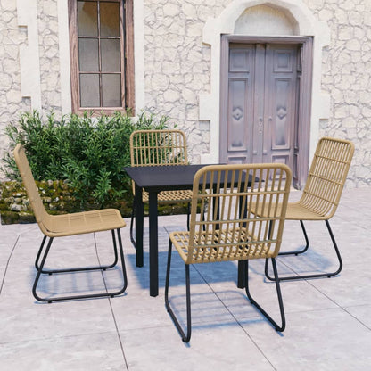 Set da Pranzo da Giardino 5 pz in Polyrattan e Vetro | homemem39