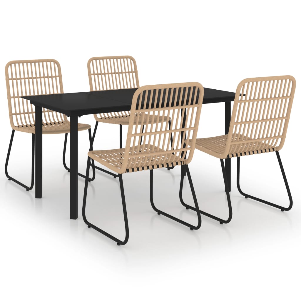 Set da Pranzo da Giardino 5 pz in Polyrattan e Vetro | homemem39