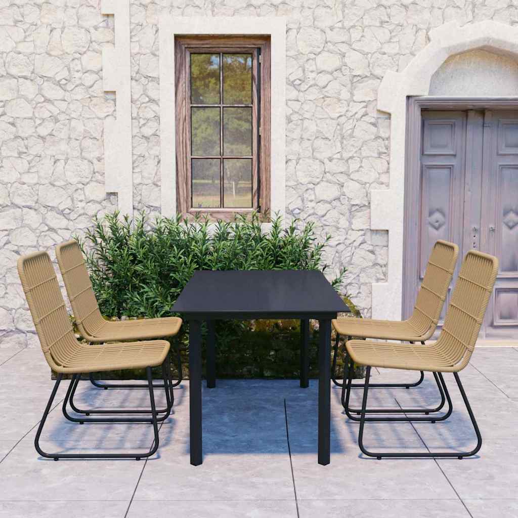 Set da Pranzo da Giardino 5 pz in Polyrattan e Vetro | homemem39
