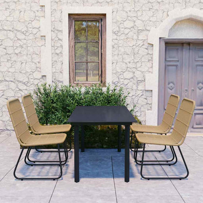 Set da Pranzo da Giardino 5 pz in Polyrattan e Vetro