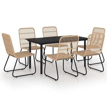 Set da Pranzo da Giardino 7 pz in Polyrattan e Vetro | homemem39