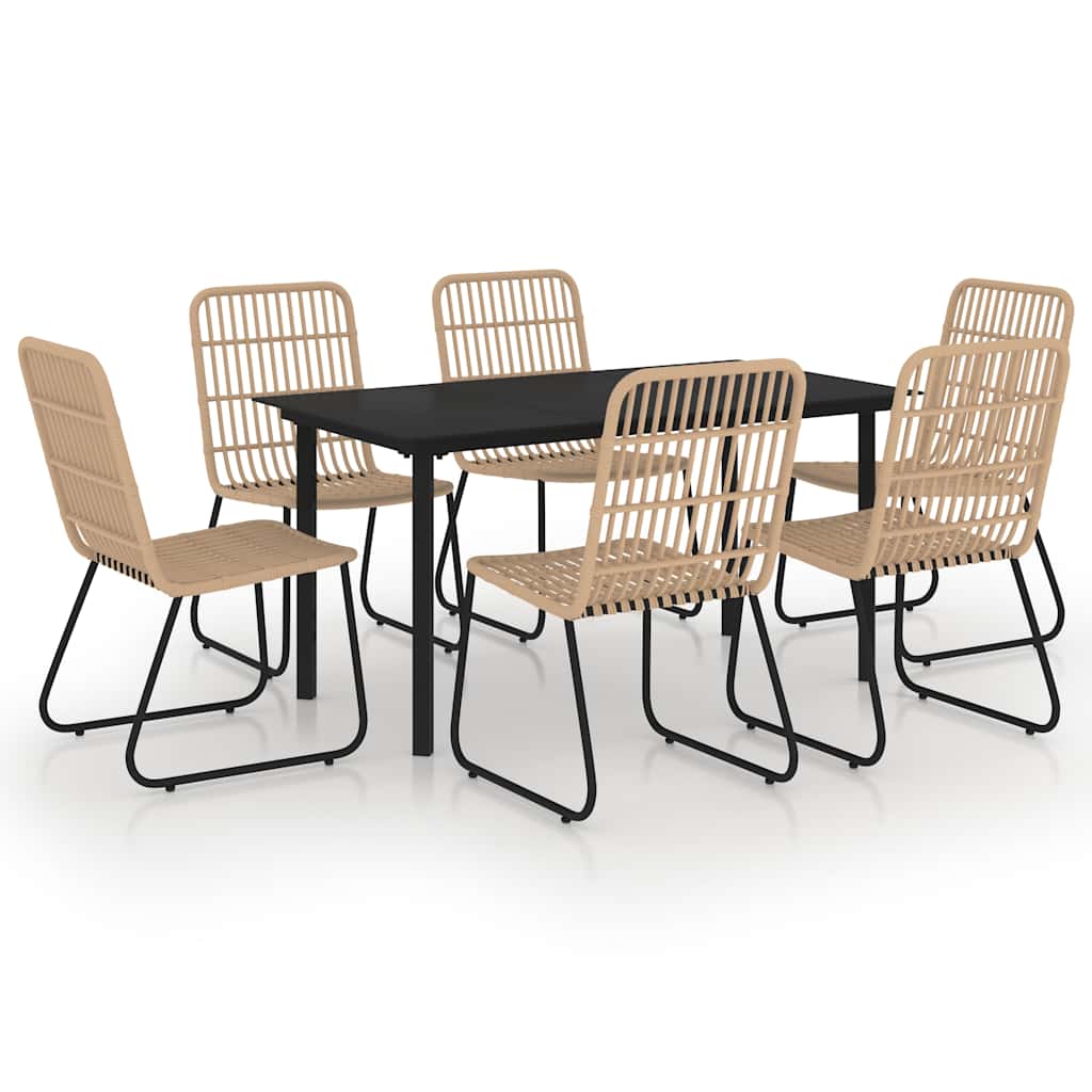 Set da Pranzo da Giardino 7 pz in Polyrattan e Vetro