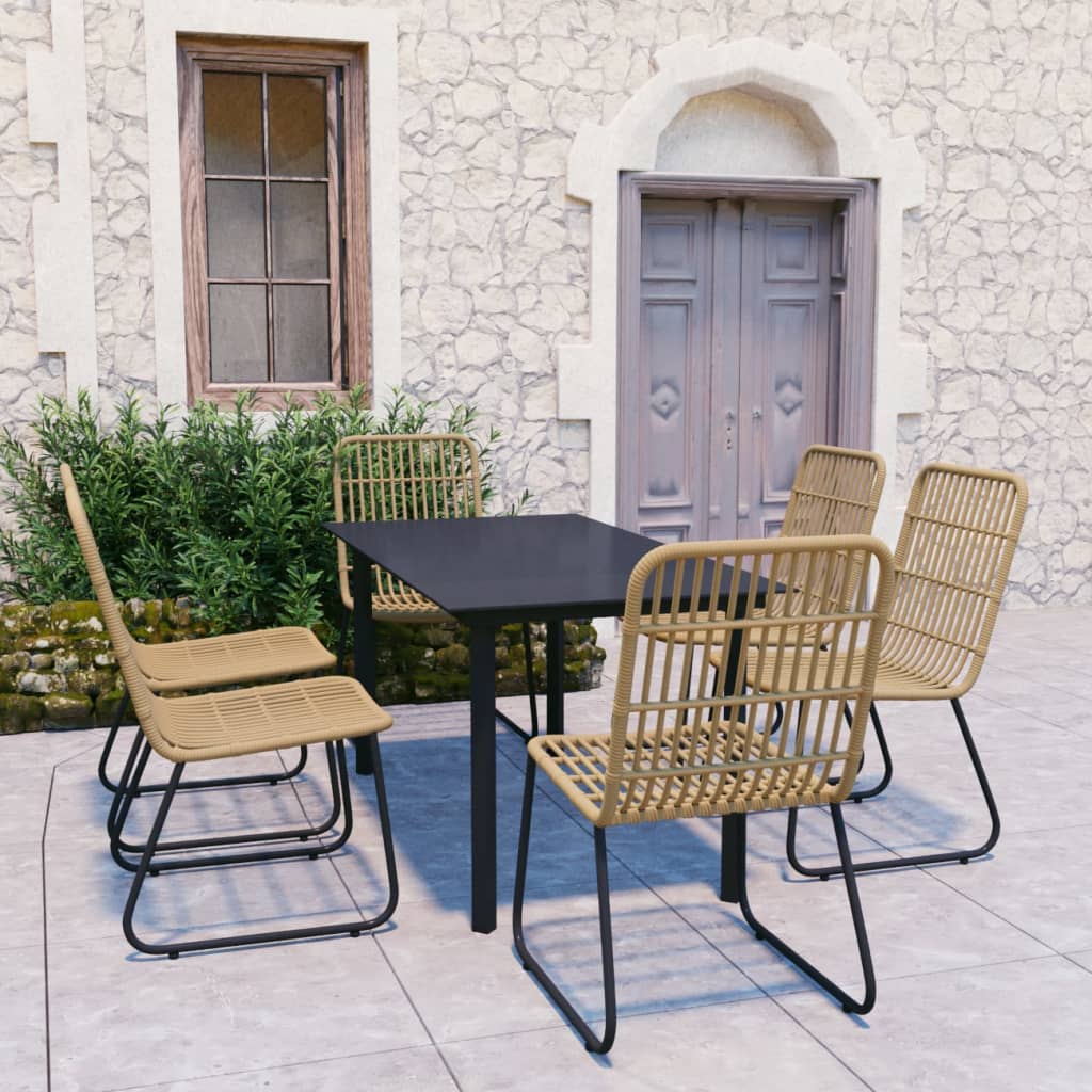 Set da Pranzo da Giardino 7 pz in Polyrattan e Vetro | homemem39