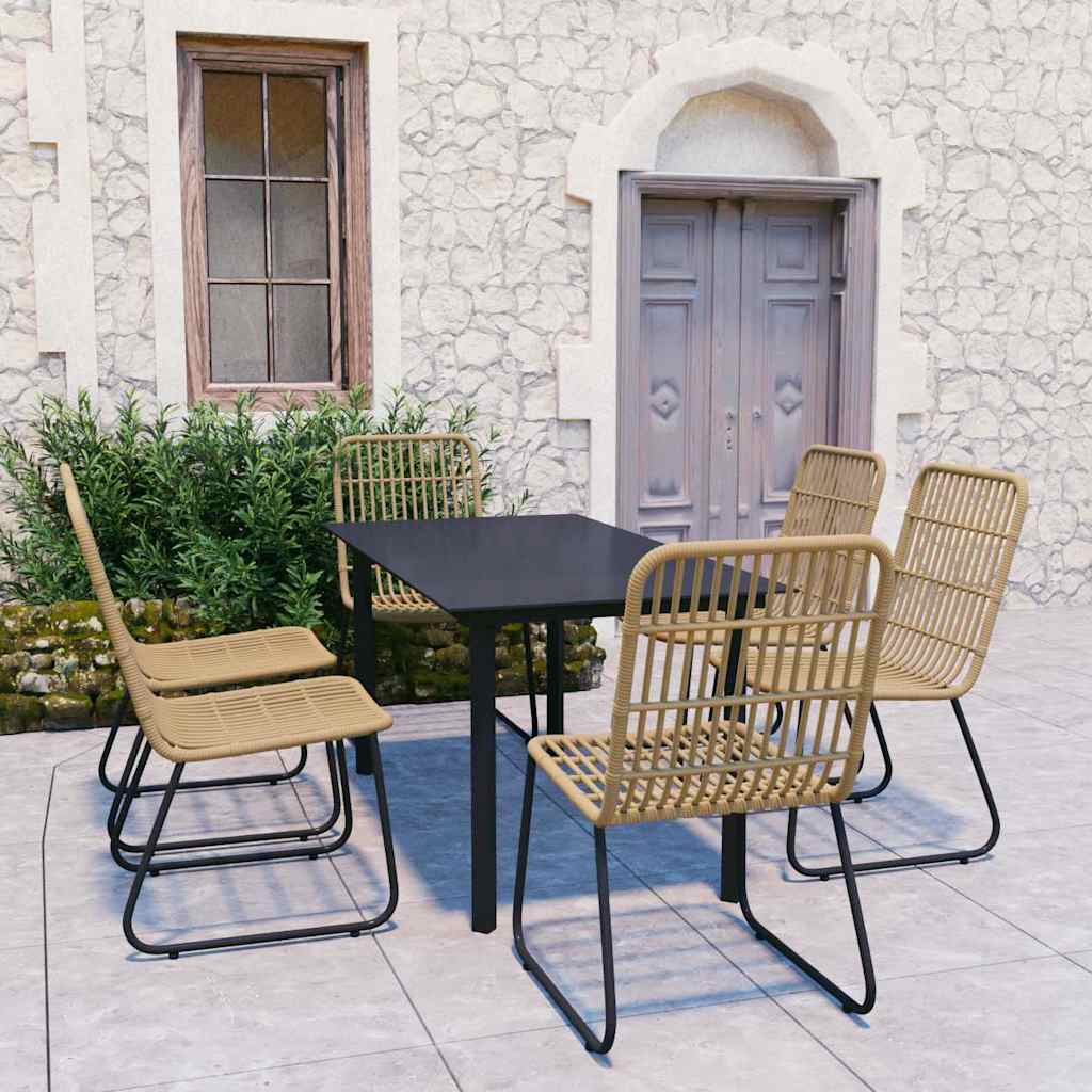 Set da Pranzo da Giardino 7 pz in Polyrattan e Vetro