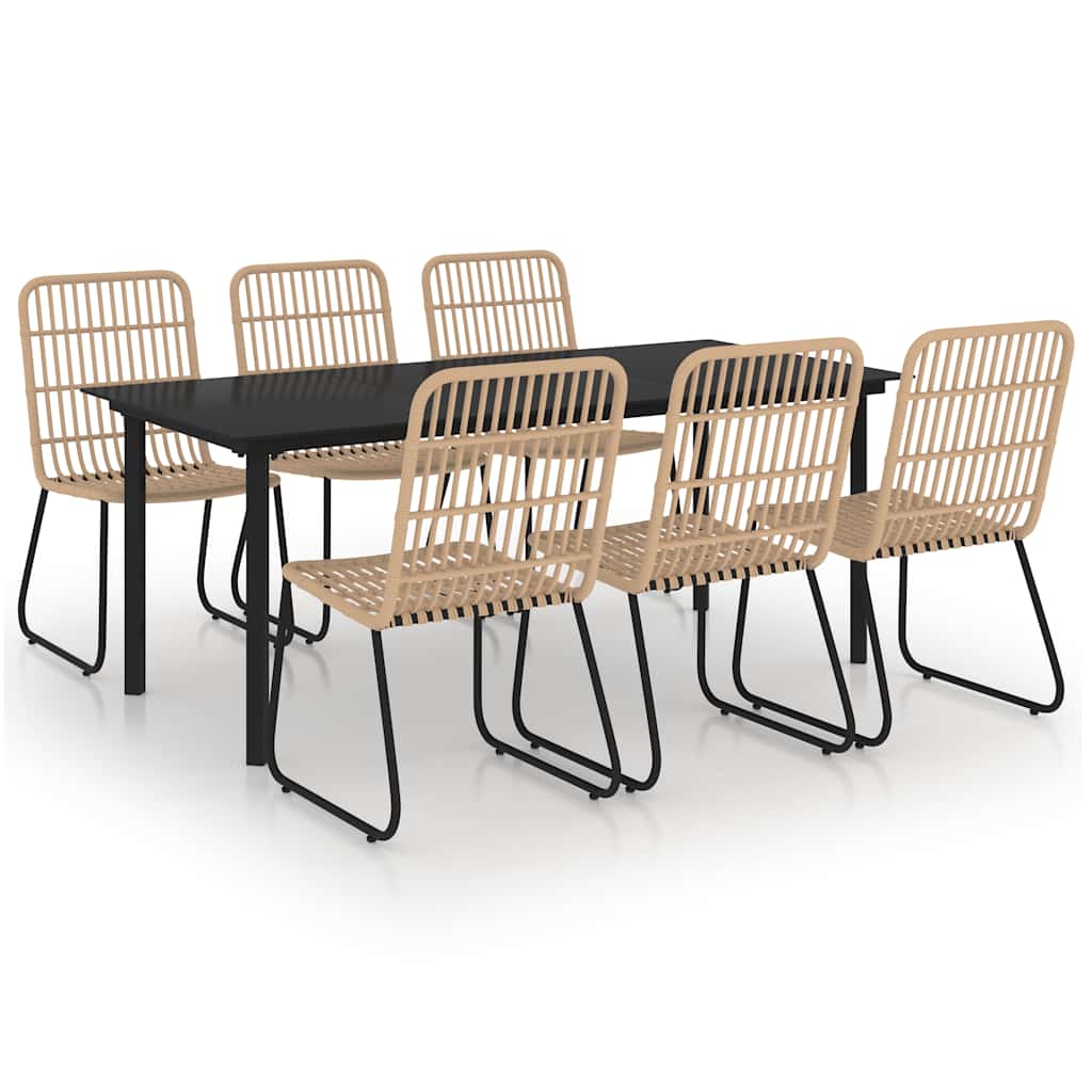 Set da Pranzo da Giardino 7 pz in Polyrattan e Vetro | homemem39