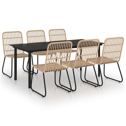 Set da Pranzo da Giardino 7 pz in Polyrattan e Vetro | homemem39