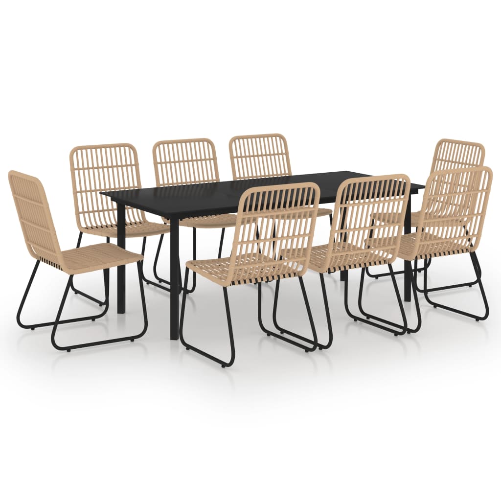 Set da Pranzo da Giardino 9 pz in Polyrattan e Vetro | homemem39