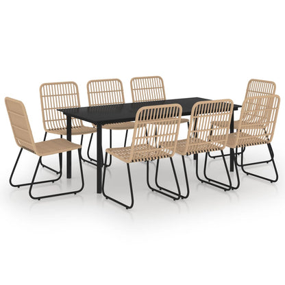 Set da Pranzo da Giardino 9 pz in Polyrattan e Vetro | homemem39
