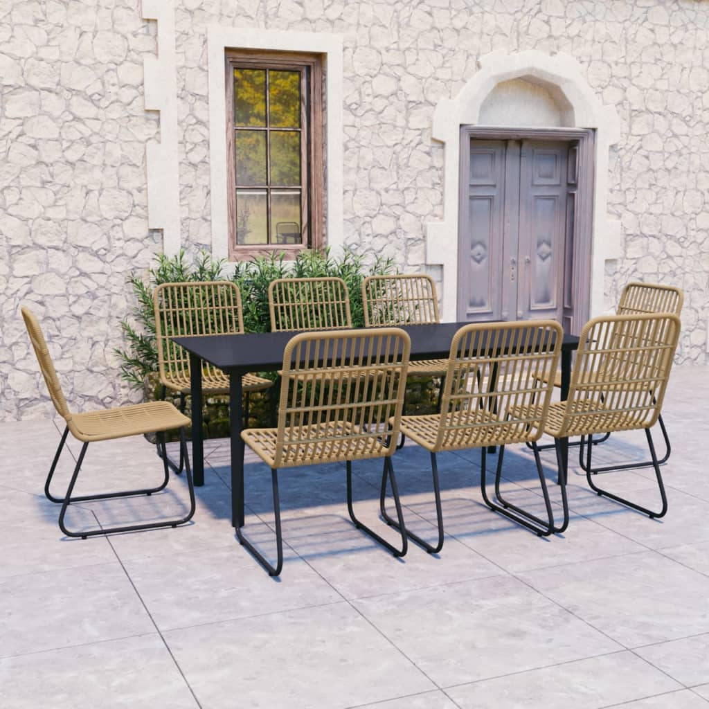 Set da Pranzo da Giardino 9 pz in Polyrattan e Vetro | homemem39