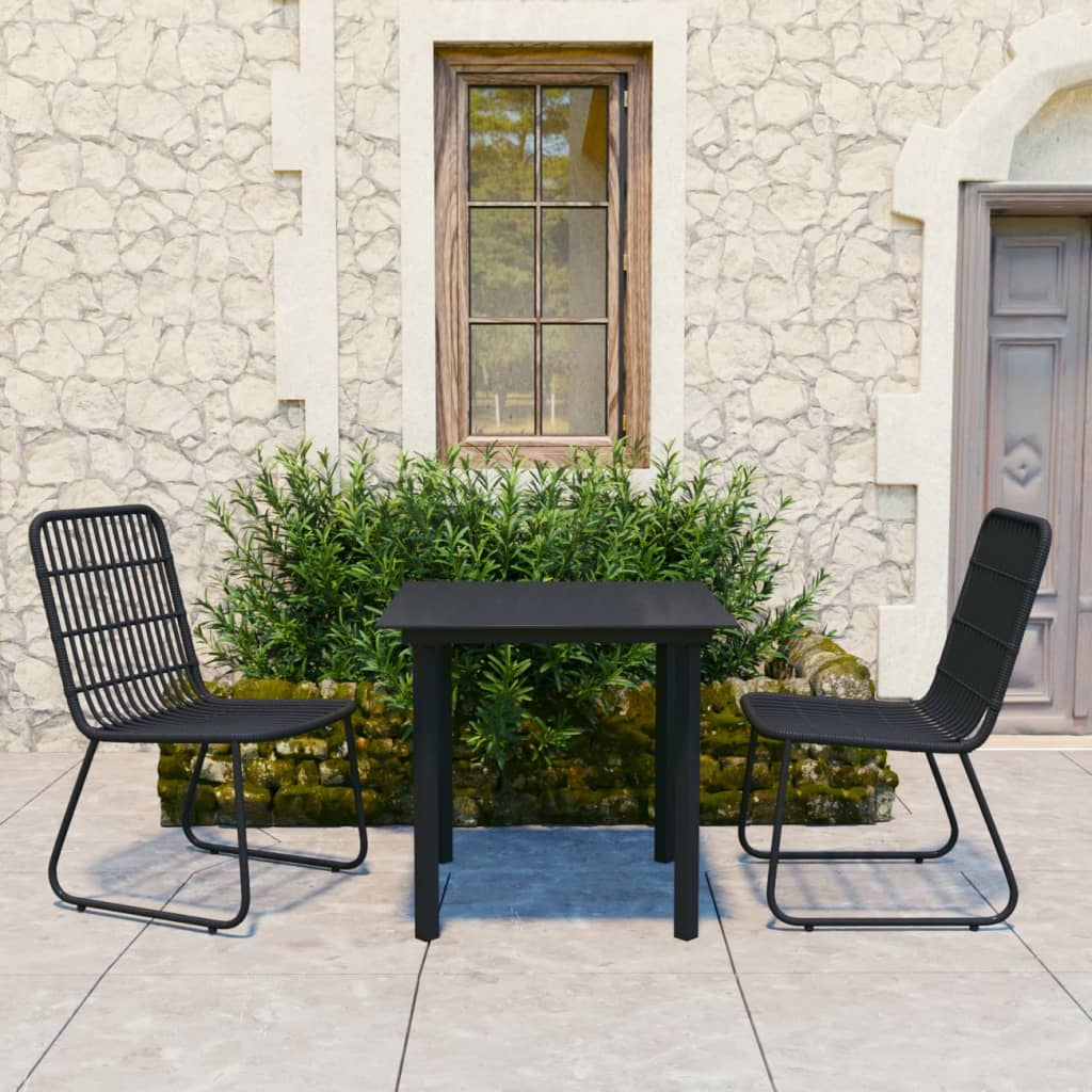 Set da Pranzo da Giardino 3 pz in Polyrattan e Vetro - homemem39