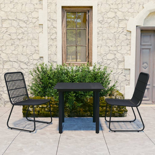 Set da Pranzo da Giardino 3 pz in Polyrattan e Vetro - homemem39