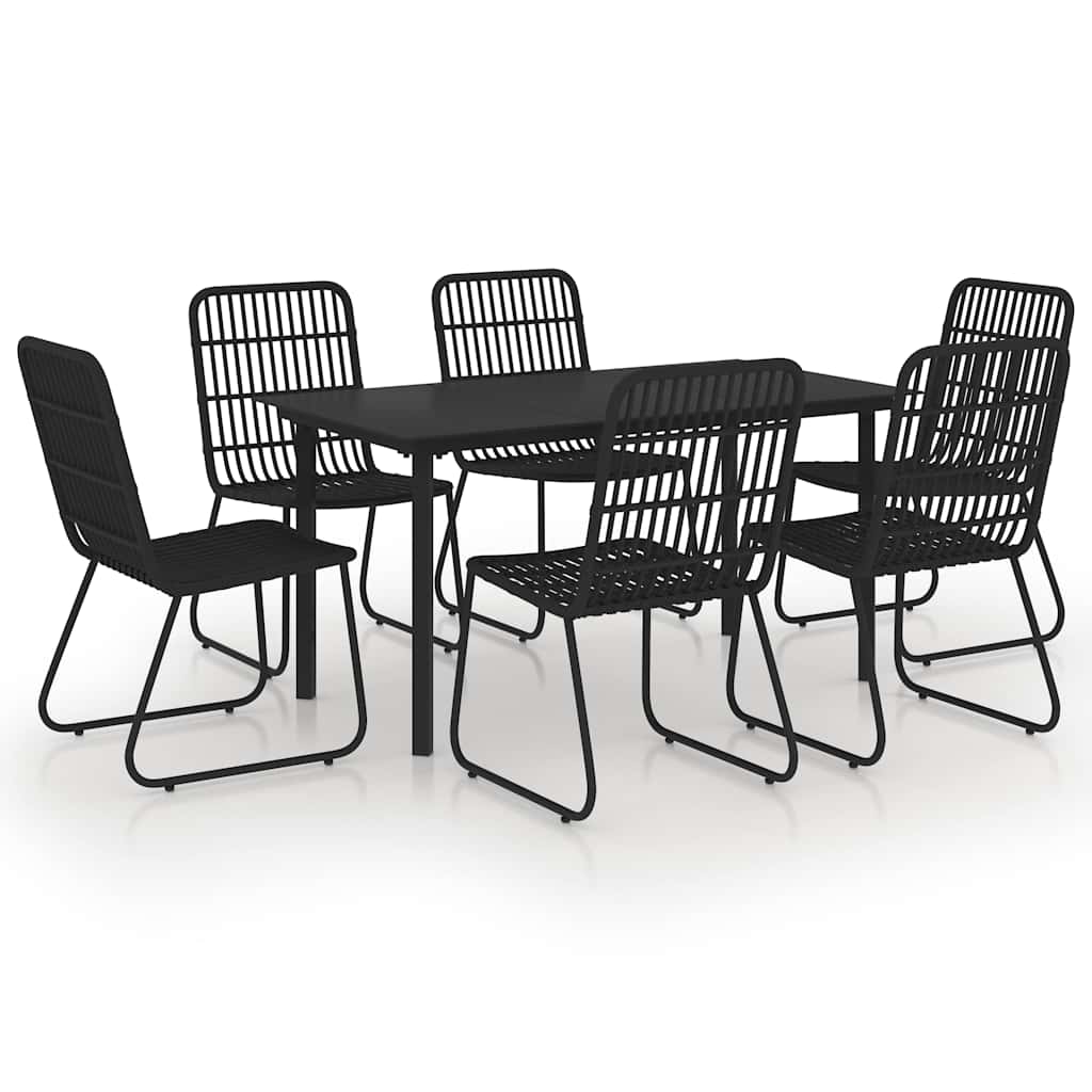 Set da Pranzo da Giardino 7 pz in Polyrattan e Vetro