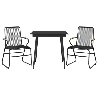 Set da Pranzo da Giardino 3 pz Nero in Rattan PVC - homemem39
