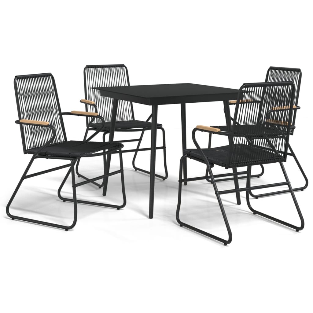 Set da Pranzo da Giardino 5 pz Nero in Rattan PVC - homemem39