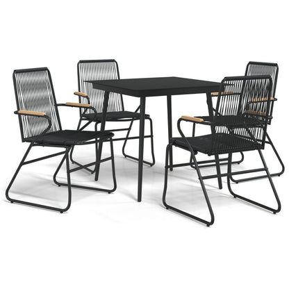Set da Pranzo da Giardino 5 pz Nero in Rattan PVC - homemem39