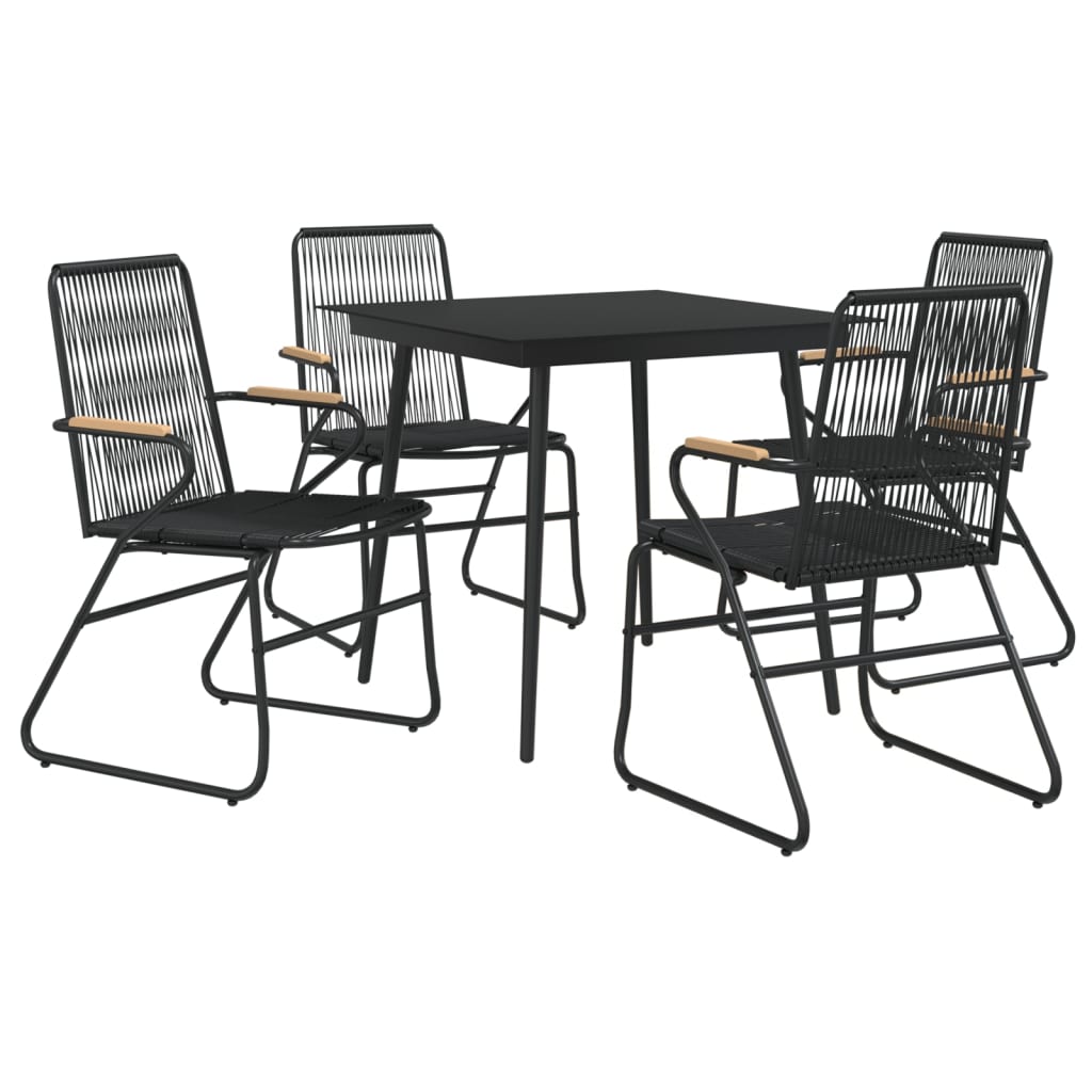 Set da Pranzo da Giardino 5 pz Nero in Rattan PVC - homemem39