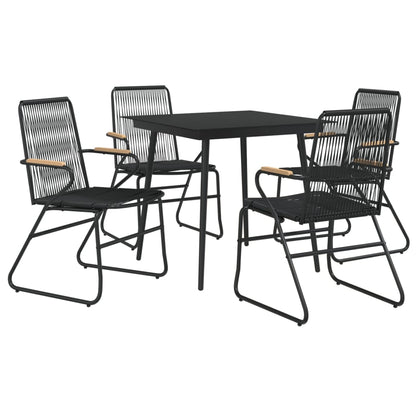 Set da Pranzo da Giardino 5 pz Nero in Rattan PVC - homemem39