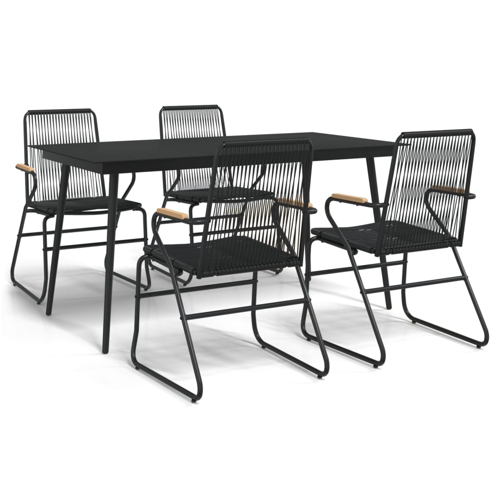 Set da Pranzo da Giardino 5 pz Nero in Rattan PVC | homemem39