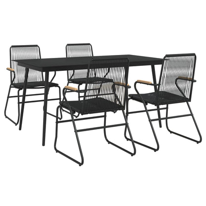 Set da Pranzo da Giardino 5 pz Nero in Rattan PVC | homemem39