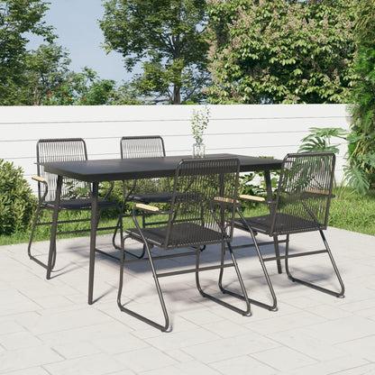 Set da Pranzo da Giardino 5 pz Nero in Rattan PVC | homemem39