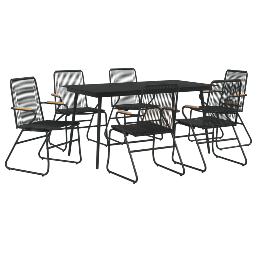 Set da Pranzo da Giardino 7 pz Nero in Rattan PVC | homemem39