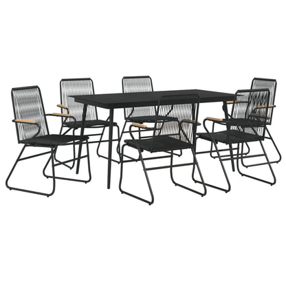 Set da Pranzo da Giardino 7 pz Nero in Rattan PVC | homemem39