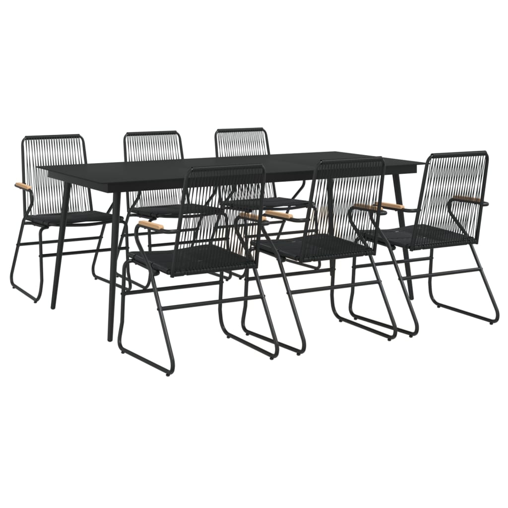 Set da Pranzo da Giardino 7 pz Nero in Rattan PVC - homemem39