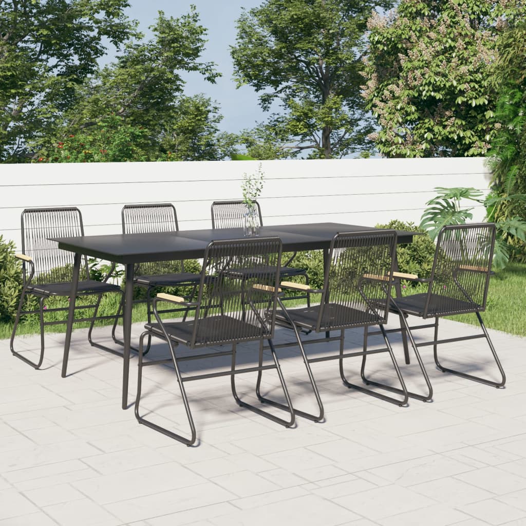 Set da Pranzo da Giardino 7 pz Nero in Rattan PVC - homemem39