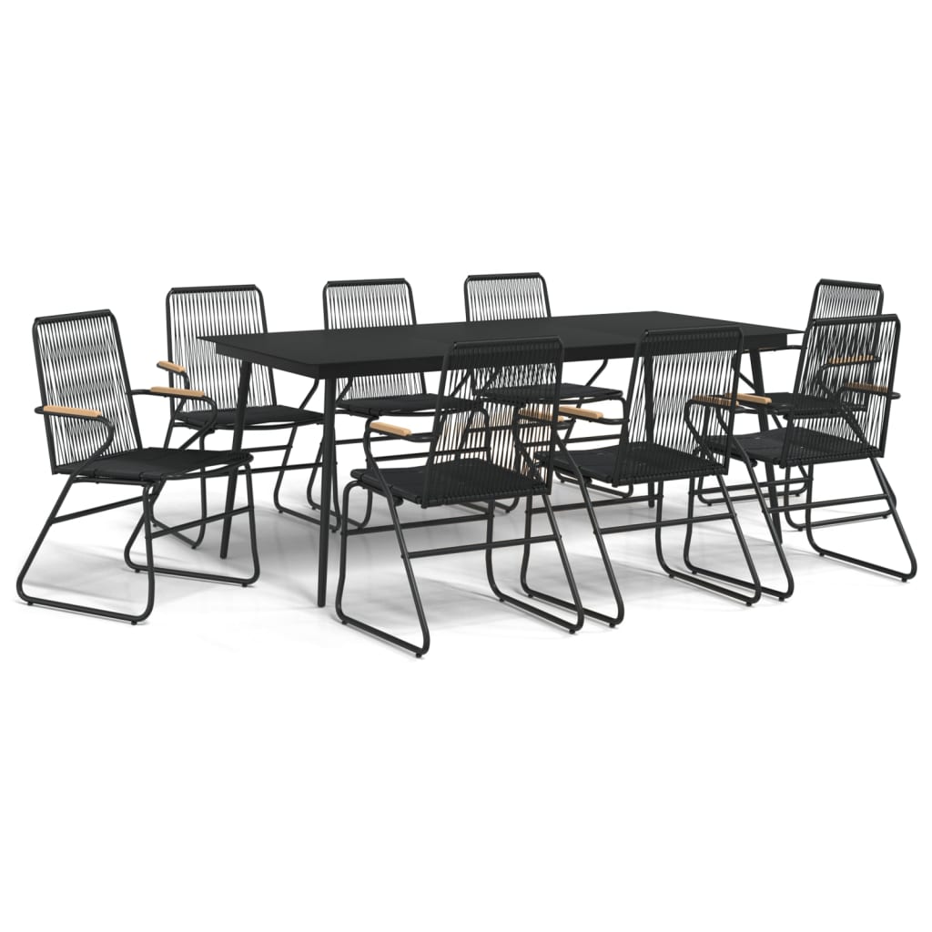 Set da Pranzo da Giardino 9 pz Nero in Rattan PVC - homemem39