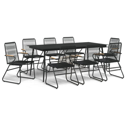 Set da Pranzo da Giardino 9 pz Nero in Rattan PVC - homemem39