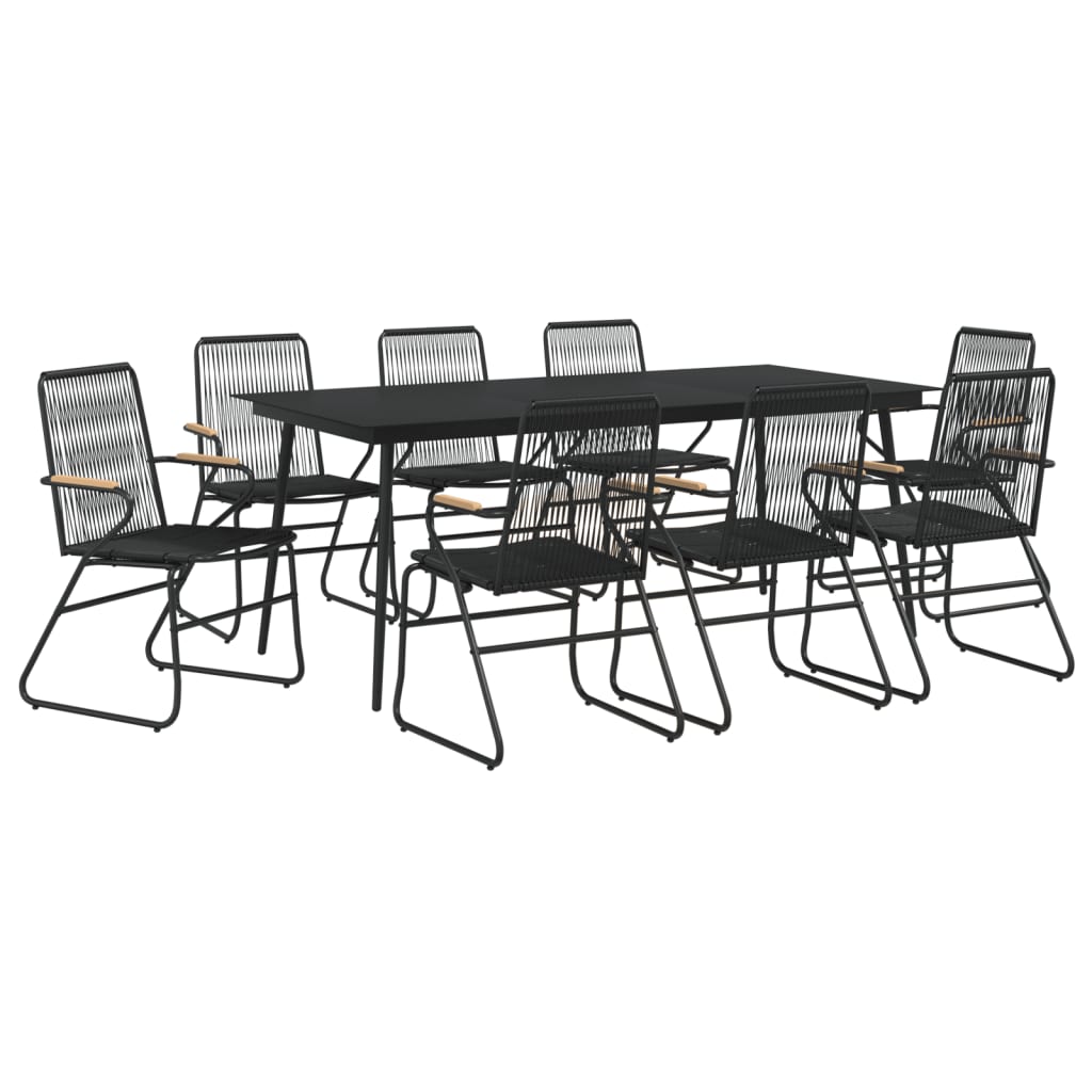 Set da Pranzo da Giardino 9 pz Nero in Rattan PVC - homemem39