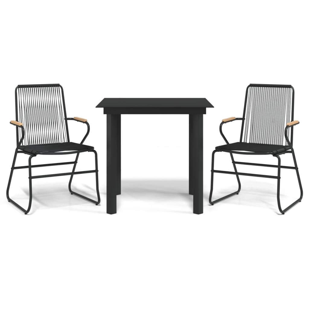 Set da Pranzo da Giardino 3 pz Nero in Rattan PVC | homemem39