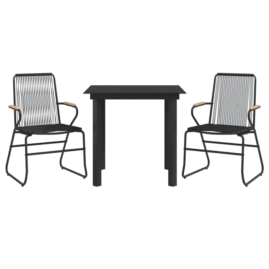 Set da Pranzo da Giardino 3 pz Nero in Rattan PVC | homemem39