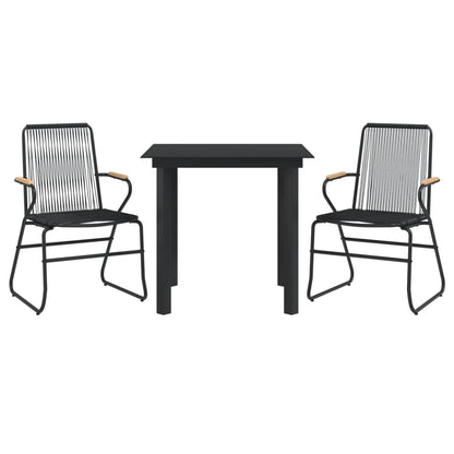 Set da Pranzo da Giardino 3 pz Nero in Rattan PVC | homemem39